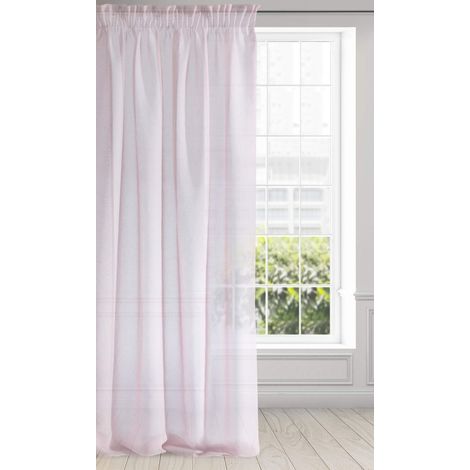 Eurofirany ARGEA Tenda per Interni Trasparenti con Fettuccia Arricciatenda-1 Pz. Voile Decorativo Finestra per Cameretta, Soggiorno, da Letto Salotto Moderne, Poliestere, Rosa, 140x270 cm (1/5)