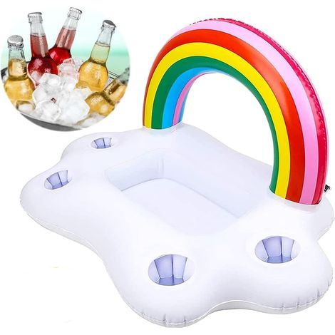 Porte-Boissons gonflables, Porte-Boissons gonflables pour Piscine, Profitez de Vos Boissons préférées dans la Piscine avec des Porte-Boissons gonflables-arc-en-ciel (1/5)