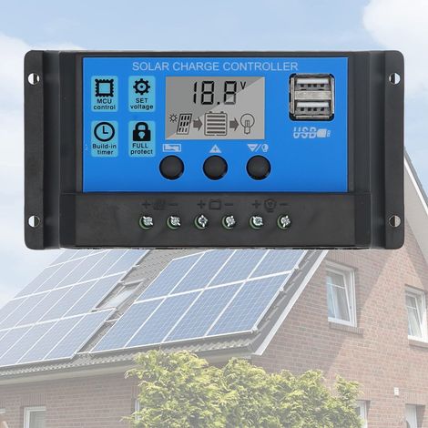 2-Kanal-MOS-Solarladeregler 30A 12V 24V, 3-stufiger PWM-Batterieregler, Solarmodulregler (1/5)