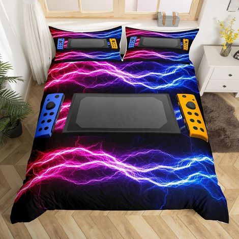 Bettwäsche Set 200x200 cm mit Gaming Controller Motiv, 3-teilig, Mikrofaser