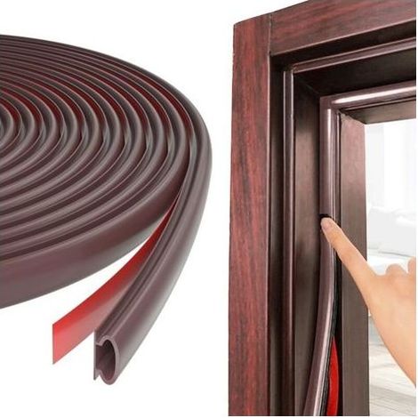 Joint de porte et fenêtre,6m/236inch Marron Forme D Joint Porte Fenetre Isolation Phonique Remplacement pour un écart de 2.5-6mm,Caoutchouc TPE Autocollant Upvc Isolant Bande D'étanchéité,Pvc Joint Ca (1/4)