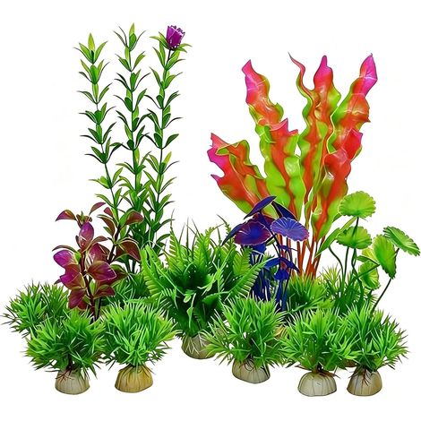 16 Pièces Plante Aquarium Artificielle, PP Mini Plante Artificielle (1/5)