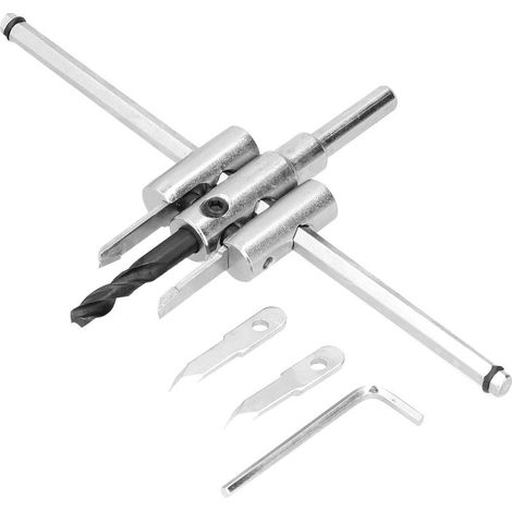 Keenso Scies à Trous Pratiquement Réglables - Exercice en Bois Circulaire pour les Projets de Travail du Bois, Adaptation du Diamètre Continu sans Outils, Comprend 2 Couteaux pour une Coupe Précise (1/5)