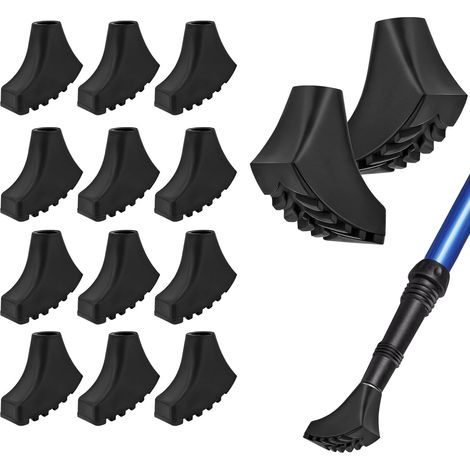 Lot de 12 Embouts en Caoutchouc pour Bâtons de Randonnée, Embout Baton de Marche, Tampons en Caoutchouc, Rechange pour Bâtons de Marches Nordique Trekking Universels