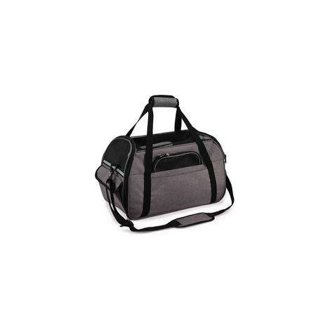 Sac de transport homologué pour chat, petit chien, lapin, porté main/bandoulière, gris – (1/5)