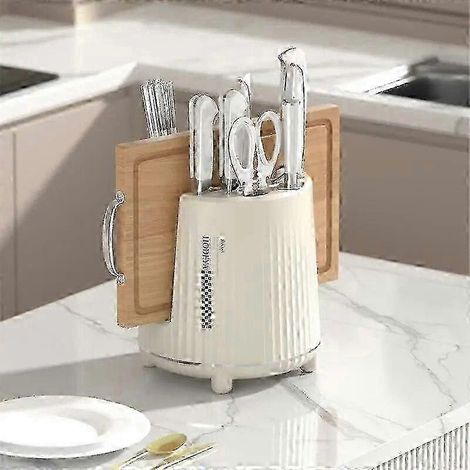 Porte-couteaux rotatif pour le rangement des ustensiles et couverts de cuisine, vert (1/4)