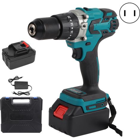 Jeu de tournevis électrique sans fil 13mm, batterie lithium rechargeable, perceuse outils AC110-240V prise US (1/5)