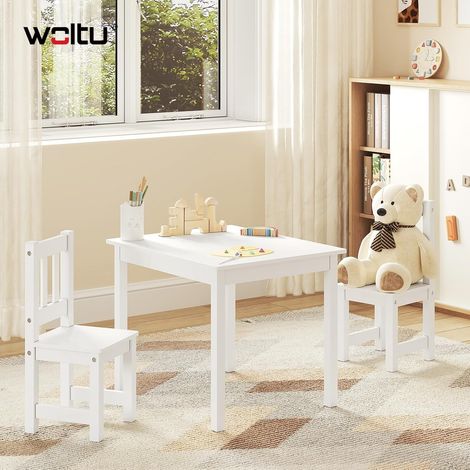 WOLTU Conjunto de mesa y 2 sillas infantiles, blanco (1/5)