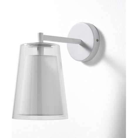 Aplique de pared de vidrio y metal blanco Kansas (1/5)