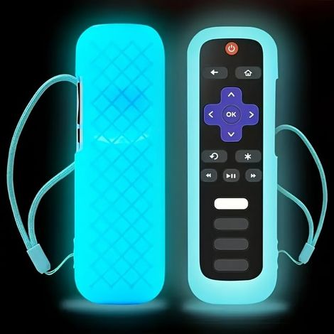 4pcs Housse Silicone Universelle pour Télécommande Roku TV, Coque Anti-Choc Phosphorescente Compatible TCL Hisense Stick Streaming 4K+ Commandes Vocales (1/4)