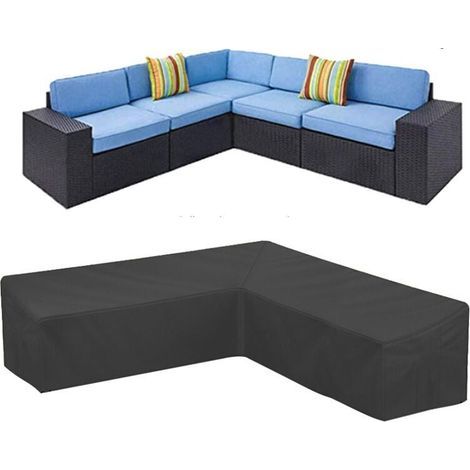 Housse de canapé d'angle de jardin, imperméable et anti-poussière, en tissu Oxford 210D, pour canapé d'angle en L (210 x 270 x 85 x 90 cm) (1/4)