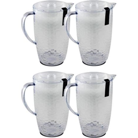 Lot de 4 pichet à anse, broc, carafe avec couvercle et bec - Diamètre 20-13,5 x Hauteur 23 cm -JUANIO (1/4)