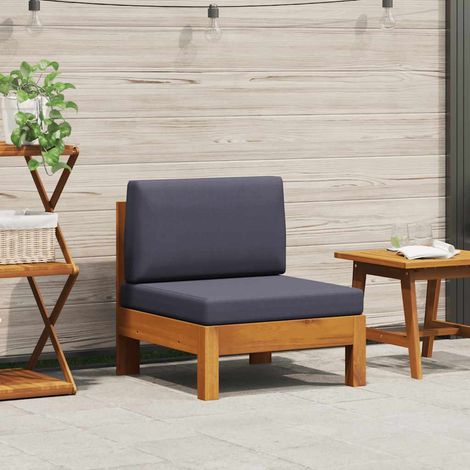 Mittelsofa mit Dunkelgrauen Kissen Massivholz Akazie (1/5)