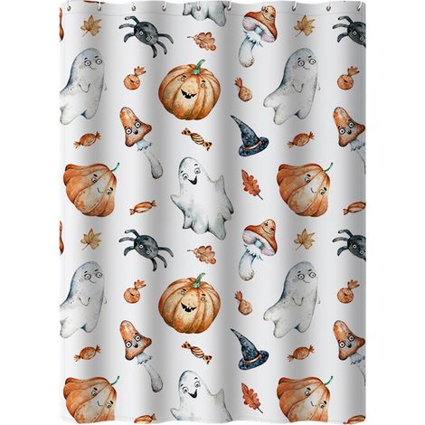 1 rideau de douche Divers accessoire de portail, motif feuilles d'automne, polyester, 183 x 183 cm, 12 œillets, pour salle de bain et camping-car (1/5)