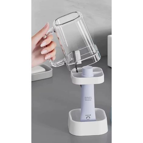 Support de brosse à dents en pour salle de bain, dentifrice, porte-brosse à dents avec matériau pour rince-bouche (1/5)