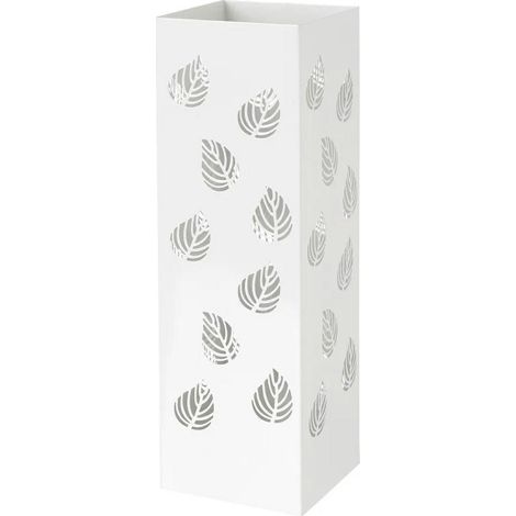 Soporte para paraguas con forma de hoja, de metal, blanco, 49 cm.