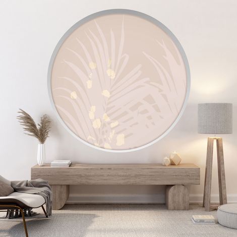 Stickers Trompe l'oeil Arche ronde - Palmiers - Diamètre 30 cm (1/4)