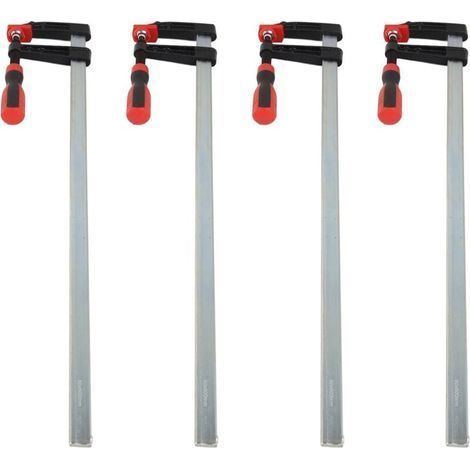 Lot de 4 pinces en F robustes pour barre de travail du bois, glissière rapide, kit d'outils à main de bricolage 80 x 600 mm (1/5)
