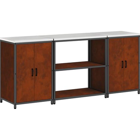 Maison Exclusive - Ensemble de rangement cuisine HATTEM 3 pcs Rouillé Acier (1/5)
