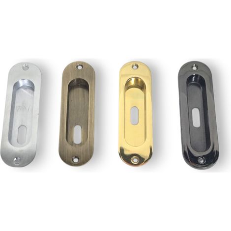 Placca Maniglia Incasso Per Porta Scorrevole Corta Con Foro Chiave Oro Cromo Sat - Colore: Oro (1/5)