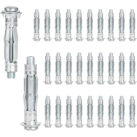 Lot de 30 chevilles M6 x 52 mm galvanisées pour murs creux - Chevilles à expansion avec vis - Chevilles auto-perceuses pour plaques de plâtre - Pour fixation dans les plaques de plâtre (1/5)