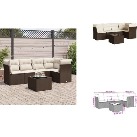 6-tlg. Garten-Sofagarnitur mit Kissen Braun Poly Rattan - Garten Sofagarnitur - Garten Sofagarnituren - Outdoor Sofagarnitur - Sofagarnitur Terrasse (1/3)