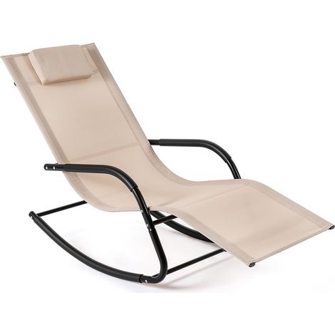 COSTWAY Sedia A Dondolo Giardino Sdraio Poltrona Swing Relax Lettino Prendisole Oscillante Rocking Chair Esterno Interno Arredo Seduta Ergonomica Poggiatesta (1/5)