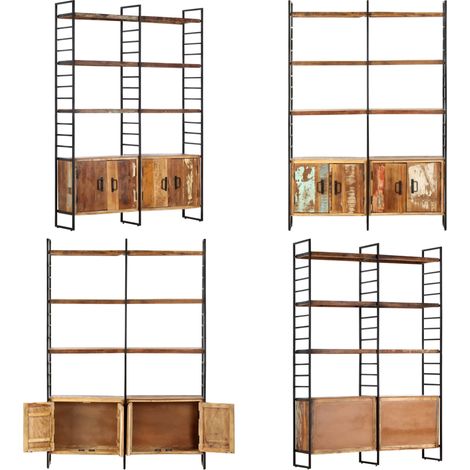 Bibliothèque 4 niveaux 124x30x180cm Bois solide de récupération - Bibliothèque Industrielle - Bibliothèque Design - Bibliothèque Rangement - Bibliothèque Bois Récupéré - Bibliothéque Rustique - Home &