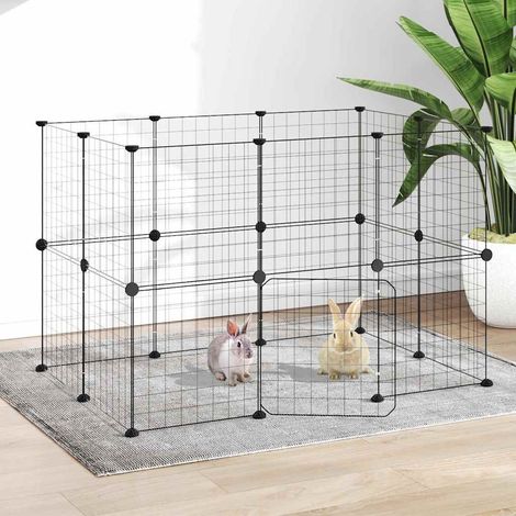 vidaXL Jaula para mascotas de 20 paneles puerta acero negro 105x70x70 cm (1/5)