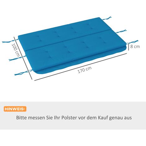 Ensemble de coussins pour balancelle Hollywood 170 cm, coussin de chaise, coussin de balancelle, coussin d'assise, coussin de jardin, coussin de dossier, coussin latéral, bleu (1/5)