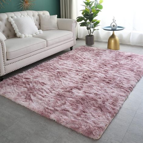 Teppich Hochflor Shaggy Flauschig Wohnzimmer Rosa Lila 120 x 160 cm (1/5)