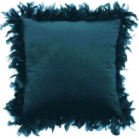 Coussin Déco à Plumes "Marlène" 40x40cm Bleu