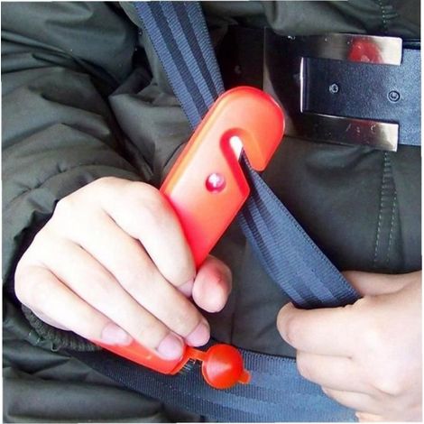 Marteau De Securite - Pointe Acier Inoxydable Trempé - Coupe-Ceinture Intégré - Pour Evacuation Urgence Voiture - 2 Pièces (1/4)