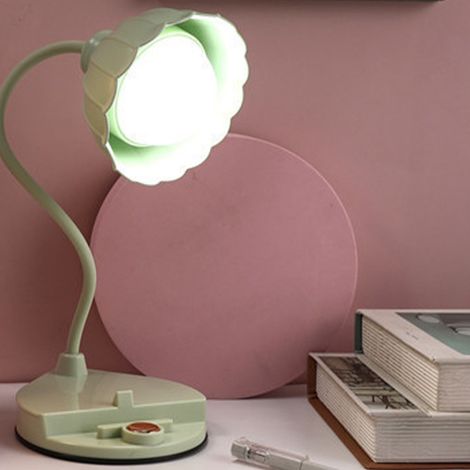 Lampe de bureau LED à motif floral créatif, rechargeable par USB, pliable, idéale pour les chambres d'étudiants, l'écriture et la lecture, verte (1/5)