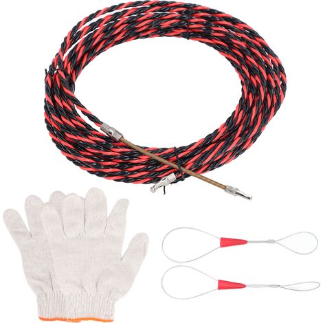 Enfile-fil électrique à tête plate, dispositif d'enfilage pour électricien, extracteur de Guide de câble manuel avec attaches à gants, 10m / 32,8 pieds