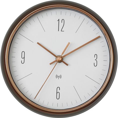 Horloge murale TFA Dostmann 60.3547.10 radiopiloté(e) 22.3 cm x 70 mm gris, cuivre (1/6)