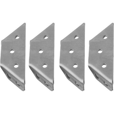 Set of 4 heavy-duty stainless steel L-shaped corner brackets - Right-angle fixing for furniture, shelves, cabinets, wood (1/5)