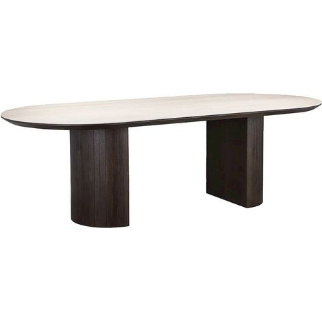 Table à manger en bois recyclé élégant - Bois clair et foncé (1/2)
