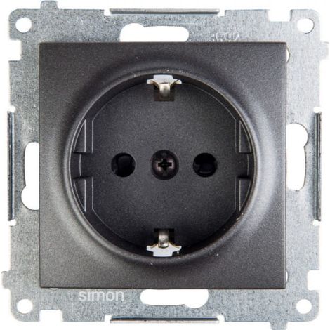 Simon 54 Presa singola Schuko con/senza 16A IP20 con otturatore a binario, connettori rapidi, antracite DGSz1CZ.01/48