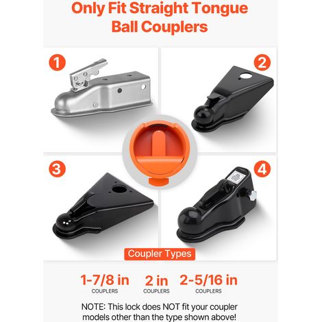 Antivol Attelage Remorque Compatible avec Coupleurs à Boule pour Timon Droit 47,5 mm 50,6 mm 58,6 mm, Verrou Attelage Remorque avec… (1/5)