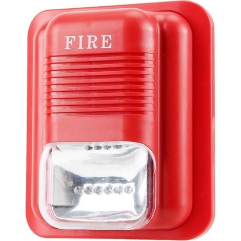 Alarme Incendie, 12V/24V CC Alarme de Protection Incendie sonore et Lumineuse 134x115x48mm/5,3x4,5x1,9 po Sirène stroboscopique d'avertissement légère pour la sécurité Domestique (1/5)