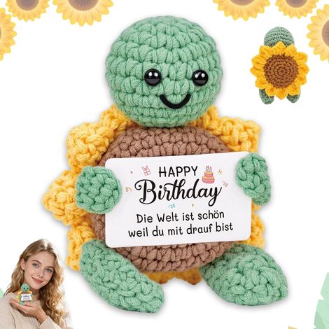 Positive Schildkröte als Geschenk, Lustige positive Schildkröte, Positive Schildkrötenpuppe, Positive Mini-Schildkröten-Dekoration, Gehäkelte grüne Schildkröte als Geschenk, Positive Schildkröte, Gesc (1/5)