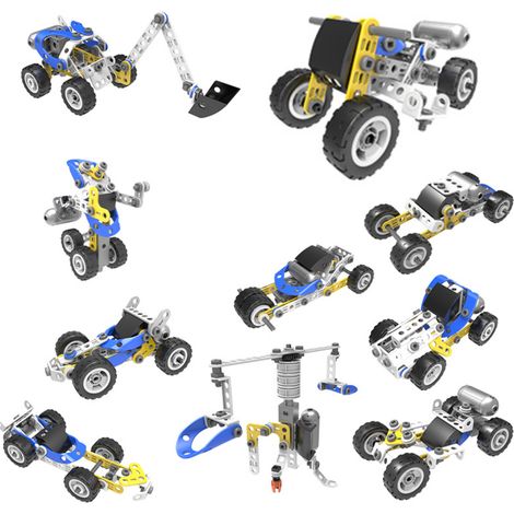 Jeu De Construction Électrique - Kit Éducatif De Voitures Et Engins - Pour Enfants À Partir De 4 Ans - 10 Modèles - 1 Pièce