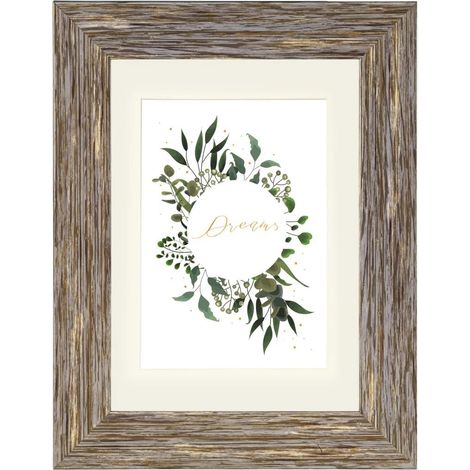 Cadre Photo en Plastique Chalet (Cadre de 13 cm x 18 cm, pour Les Photos de Taille 9 cm x 13 cm, Polystyrene (PS), Verre reflex, avec Crochet et Pied) Marron/Gris (1/3)