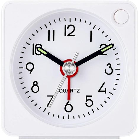 Réveil de voyage analogique classique avec fonction snooze et rétroéclairage, mini-réveil, format compact, sans tic-tac, mouvement à quartz silencieux, 2024 (1/5)
