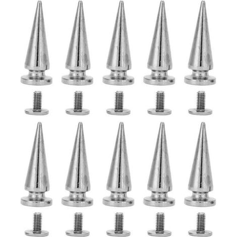 Bardusch - Rivet Punk, Rivets à Pointes Punk Argent Rivets, pour Cuir Rivets Cône de Style (Argent) (1/4)