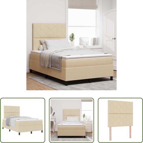 vidaXL Schlafzimmer -  Boxspringbett mit Matratze Creme 120 x 190 cm Stoff (1/5)