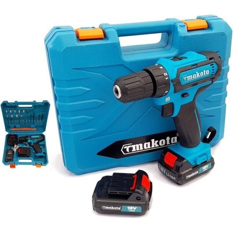 Trade Shop - Doppelbatterie-Bohrmaschine Lithium 18V 2Ah-Koffer 24 Zubehör TM331D - (1/3)