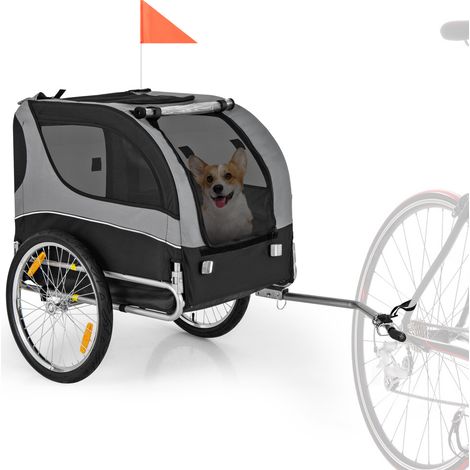 Tissu Oxford et maille respirante, remorque vélo pour chien pliable à 3 entrées pour sorties et voyage (1/5)