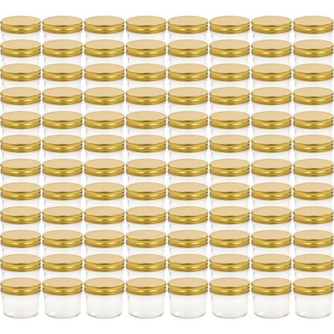 Pots à confiture en verre bocaux de conservation couvercle doré 110 ml lot de 96 (1/5)